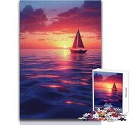 Puzzle de 1000 pièces Voilier au Coucher du Soleil pour Adolescents:Jeu ludique et Stimulant pour Le développement cognitif, Cadeau Original et attentionné Dimensions:38x26 cm