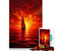 Puzzle de 1000 pièces Voilier au Coucher du Soleil pour Adolescents Stimule la mémoire, détente et Divertissement Découpe de qualité supérieure Cadeau élégant (38x26cm)