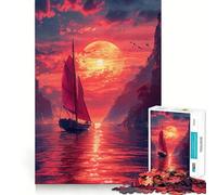 Puzzle de 1000 pièces Voilier au Coucher du Soleil pour Adolescents Un Jeu d'éveil cérébral, de détente et d'art à Assembler, Un Cadeau Unique (38x26cm)