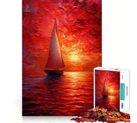 Puzzle de 1000 pièces Voilier au Coucher du Soleil pour Adultes, idéal pour développer la mémoire et soulager l'anxiété Un Cadeau Artistique à Assembler (50x75cm)