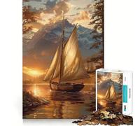 Puzzle de 1000 pièces Voilier au Coucher du Soleil pour Adultes Stimulation de la mémoire, apaisement de l'esprit, Design, Assemblage, Cadeau créatif (38x26cm)