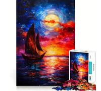 Puzzle de 1000 pièces Voilier sous la Pleine Lune pour Adolescents, Jeu de logique et de Construction, Loisirs et Divertissement, découpe Lisse, Cadeau spécial (50x75cm)