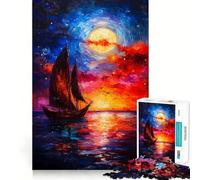 Puzzle de 1000 pièces Voilier sous la Pleine Lune pour Adolescents, Jeu de réflexion et de détente, Design élégant, à Assembler, Cadeau de qualité (38x52cm)