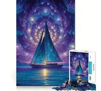 Puzzle de 1000 pièces Voilier sous Un Ciel étoilé pour Adolescents Améliore la mémoire Détente et créativité Bords précis Cadeau élégant (38x52cm)