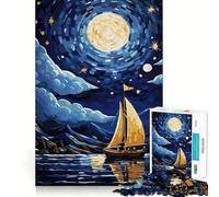 Puzzle de 1000 pièces Voilier sous Un Ciel étoilé pour Adolescents Jeu de logique Pure, Relaxant et Facile à découper Pièce d'art de qualité (38x26cm)