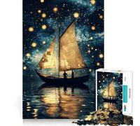 Puzzle de 1000 pièces Voilier sous Un Ciel étoilé pour Adultes, idéal pour se détendre et développer Ses capacités intellectuelles Collection d'œuvres d'art aux Bords précis (38x52cm)
