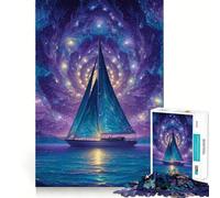 Puzzle de 1000 pièces Voilier sous Un Ciel étoilé pour Adultes, Jeu de logique Fine, Loisirs, Bords Nets, Objet de Collection (50x75cm)