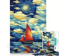 Puzzle de 1000 pièces Voilier sous Un Ciel tourbillonnant pour Adultes Stimule la mémoire, idéal pour Jouer en Groupe Bords Nets Cadeau élégant (38x52cm)