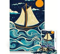Puzzle de 1000 pièces Voilier sur Les Vagues pour Adultes et Adolescents À Assembler Lentement et à apprécier Découpe précise Pièce de Collection Artistique (38x26cm)