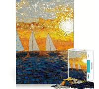 Puzzle de 1000 pièces Voiliers au Coucher du Soleil en mosaïque, idéal pour Les Adolescents Jeu de logique Puissant, Parfait pour des Moments en Famille Bords Nets Surprise chaleureuse (38x52cm)