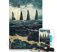 Puzzle de 1000 pièces Voiliers en mer pour Adolescents, Jouet Anti-Stress Smart Reason, Cadeau d'anniversaire aux Bords tranchants (50x75cm)