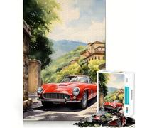 Puzzle de 1000 pièces Voiture Aquarelle Bords Nets Décoration Résolvez des problèmes Amusez-Vous et passez Un Bon Moment Décoration de Noël Cadeau (38x26cm)