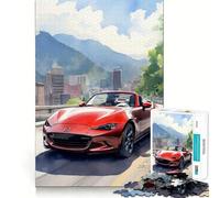 Puzzle de 1000 pièces Voiture Aquarelle Bords Nets Décoration Résolvez des problèmes Amusez-Vous et passez Un Bon Moment Décoration de Noël Cadeau (38x26cm)