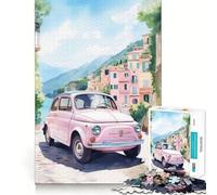 Puzzle de 1000 pièces Voiture Aquarelle Bords Nets Décoration Résolvez des problèmes Amusez-Vous et passez Un Bon Moment Décoration de Noël Cadeau (38x52cm)
