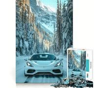 Puzzle de 1000 pièces Voiture de Sport Blanche dans Les Montagnes enneigées »,Jeu de Concentration mentale sans Espace,Design ajusté,défi cérébral interactif pour la Maison (38x52cm)