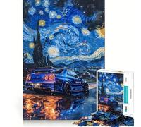 Puzzle de 1000 pièces Voiture de Sport sous Un Ciel étoilé pour Adolescents Remémoration, amélioration, détente, découpe Nette, Belle œuvre d'art 38x52cm