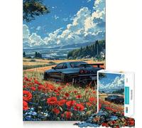 Puzzle de 1000 pièces Voiture de Sport sous Un Ciel étoilé pour Adultes, idéal pour stimuler la mémoire et Partager Un Moment de Joie en Famille 38x52cm