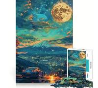 Puzzle de 1000 pièces Voiture de Sport sous Un Ciel étoilé pour Adultes Jeu de réflexion et de Calme Décoration Murale épurée 50x75cm