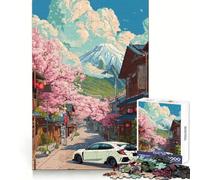Puzzle de 1000 pièces Voiture Honda Civic Type R Fleurs de Cerisier pour Adultes, idéal pour Une réflexion créative et Un Loisir agréable (50x75cm) Un Cadeau Parfait !