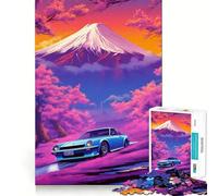 Puzzle de 1000 pièces Voiture Japonaise au Coucher du Soleil pour Adultes, Jeu de réflexion Amusant et précis, Cadeau Unique 38x26cm