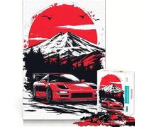 Puzzle de 1000 pièces Voiture Montagne Coucher de Soleil sur Le Mont Fuji Découpe précise Jeu Amusant et Stimulant pour l'esprit,idéal pour se détendre,pour Un Anniversaire ou Une activité Artistique
