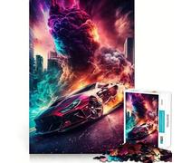 Puzzle de 1000 pièces Voiture ouragan vibrante pour Adultes,Jeu de mémoire,Assemblage précis sans espaces,activité apaisante pour Une Pause mentale (50x75cm)