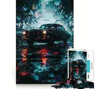 Puzzle de 1000 pièces Voiture rétro dans Une Ville néon pour Adultes, pour développer sa mémoire et se détendre en Toute tranquillité Design et Collection d'œuvres d'art à Assembler (38x26cm)