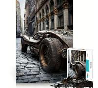 Puzzle de 1000 pièces Voiture Steampunk en Ville pour Adultes et Adolescents Amélioration de la mémoire Détente et légèreté Découpe Nette 50x75cm