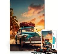 Puzzle de 1000 pièces Voiture Vintage sur la Plage pour Adolescents,Jeu de mémoire Amusant,Surface Lisse sans bavures,Cadeau d'anniversaire,Casse-tête (38x52cm)