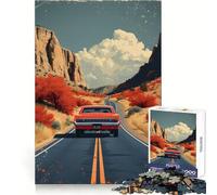 Puzzle de 1000 pièces Voiture Vintage sur la Route, défi intellectuel, détente et découpe précise, Cadeau Parfait (50x75cm)