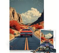 Puzzle de 1000 pièces Voiture Vintage sur la Route pour Adultes, idéal pour stimuler la réflexion stratégique et se détendre Cadeau Parfait pour Les fêtes (38x26cm)