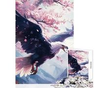 Puzzle de 1000 pièces Vol d'aigle et Fleurs de Cerisier Jeu éducatif et ludique Cadeau d'anniversaire avec Poster et fiche de Questions Assortis Dimensions 38x52cm