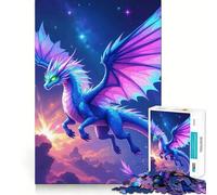 Puzzle de 1000 pièces Vol de Dragon Bleu et Rose,pièces à emboîter,Jeu de Concentration Amusant,Moments de détente,décoration de Noël (38x26cm)