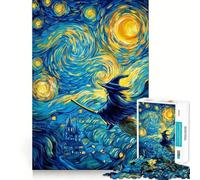 Puzzle de 1000 pièces Vol de sorcière féérique dans Une Nuit étoilée Jeu de mémoire Amusant Bords Lisses,Assemblage Parfait Une façon ludique d'occuper Les Heures vides (38x26cm)