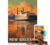 Puzzle de 1000 pièces Voyage à la Nouvelle-Orléans Découpe de qualité supérieure Jeu de réflexion et d'exercice Mental Cadeau d'anniversaire Amusant et apaisant (50x75cm)