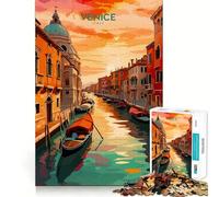 Puzzle de 1000 pièces Voyage au Coucher du Soleil sur Les canaux de Venise pour Adolescents Un Jeu Amusant et ressourçant,sans espaces,idéal pour Une activité familiale Amusante en soirée (50x75cm)