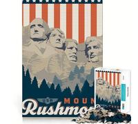 Puzzle de 1000 pièces Voyage au Mont Rushmore Ajustement Parfait Jeu Stimulant pour Le Cerveau Temps de Repos Décoration Murale de Noël (38x26cm)