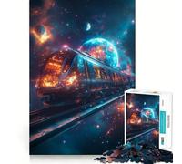 Puzzle de 1000 pièces Voyage en Train Spatial pour Adultes stimule la mémoire, détend l’Esprit, Bords précis, liste de souhaits du Père Noël 38x52cm
