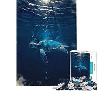 Puzzle de 1000 pièces Voyage vers la lumière L'ascension d'une Tortue Marine Jeu Relaxant défi intellectuel Jouet addictif Cadeau pour Femmes et Hommes Course de Vitesse Manuelle (50x75cm)