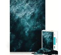 Puzzle de 1000 pièces Vue aérienne des Vagues de l'océan pour Adolescents Un Cadeau Artistique, Relaxant et Anti-Stress aux découpes nettes (38x52cm)