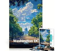 Puzzle de 1000 pièces Washington DC, États-Unis, Capitole Finitions soignées Jeu de réflexion et de détente Idée Cadeau de Noël (38x26cm)