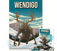 Puzzle de 1000 pièces Wendigo, Monstre cryptide, Impression d'art de Voyage, Bords Fins, Artisanat, Jeu de réflexion, détente, Cadeau Artistique de Noël (38x26cm)