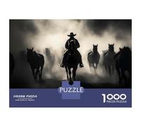 Puzzle De 1000 Pièces Western Cowboy Riding Horses Puzzles pour Adultes : Un Casse-tête Amusant Et Stimulant À Réaliser. Cadeaux d'anniversaire Et De Noël Uniques 70x50cm/1000pcs
