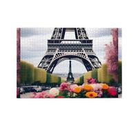 Puzzle de 1000 pièces Whjdpp Fleur Paris Tour Eiffel Image éducative intellectuelle en bois Puzzles amusants Jeu anti-stress