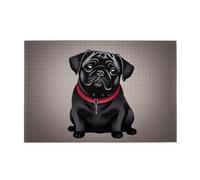 Puzzle de 1000 pièces Whjdpp mignon noir carlin image éducatif intellectuel en bois puzzle amusant jeu anti-stress