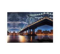 Puzzle de 1000 pièces Whjdpp New York Manhattan Bridge Night Picture éducatif intellectuel en bois puzzle amusant jeu anti-stress