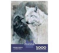 Puzzle De 1000 Pièces Wolf and Raven Art Print Puzzle pour Adolescents Course De Vitesse Manuelle Liste De Souhaits avec Le Père Noël Jouets Jeux Éducatifs 52x38cm/1000pcs