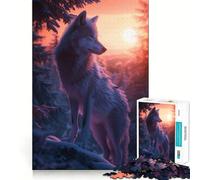 Puzzle de 1000 pièces Wolf Elegant Sunset pour Adolescents,Jeu de réflexion,découpe Laser pour Un Assemblage Parfait,activité de Groupe relaxante en intérieur (38x26cm)