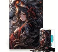 Puzzle de 1000 pièces Wolf Girl Samurai pour Adolescents Jeu de mémoire et de Concentration de qualité Professionnelle,activité de Groupe relaxante en intérieur (38x52cm)