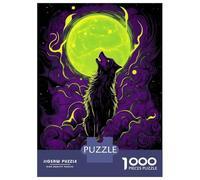 Puzzle De 1000 Pièces Wolf Howling at The Moon Puzzles pour Adultes pour S'amuser en Famille Cadeaux D'interaction Parent-Enfant pour Les Amis Et La Famille 52x38cm/1000pcs